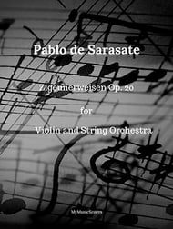 Sarasate Zigeunerweisen Op.20 for Violin and String Orchestra Orchestra sheet music cover Thumbnail